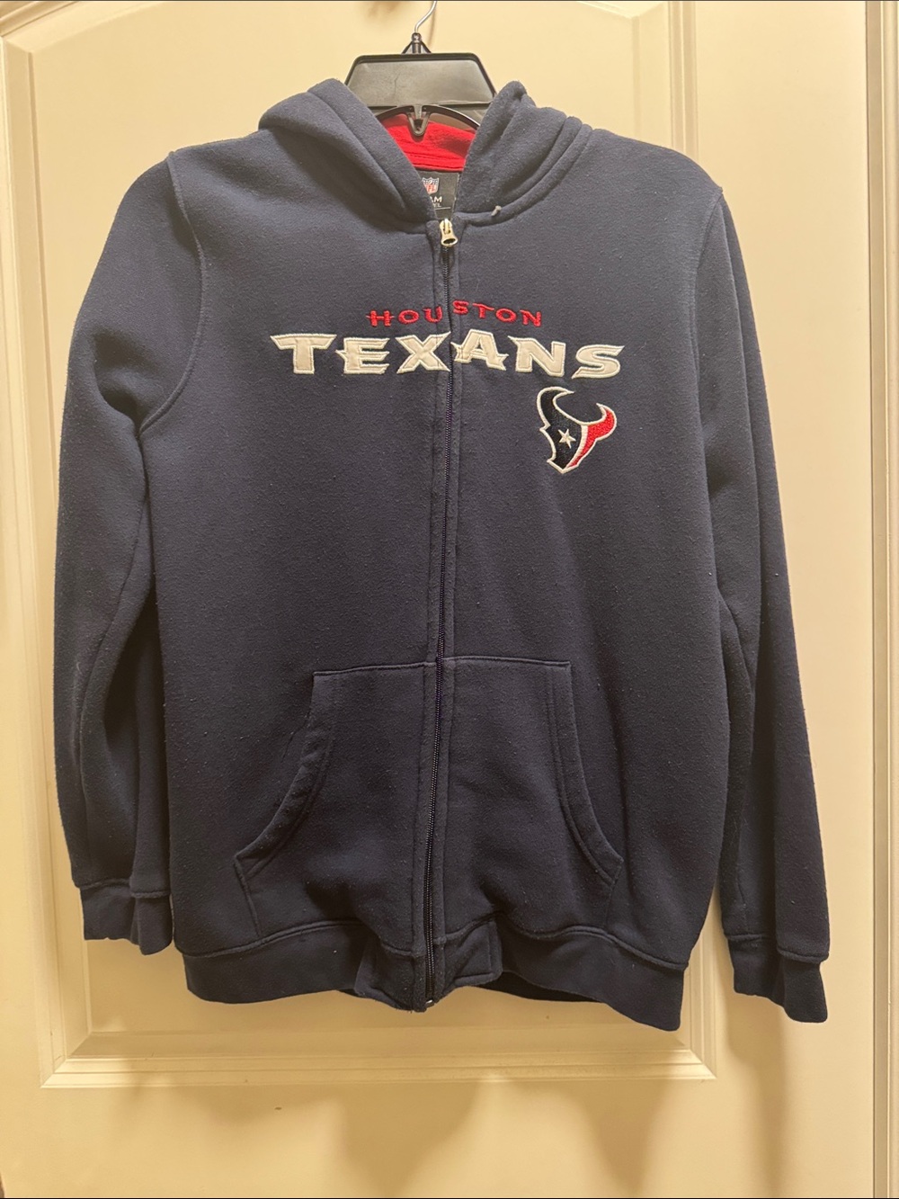 NFL Navy Houston Texans Full-Zip Hoodie with Red Accent youth 15/16